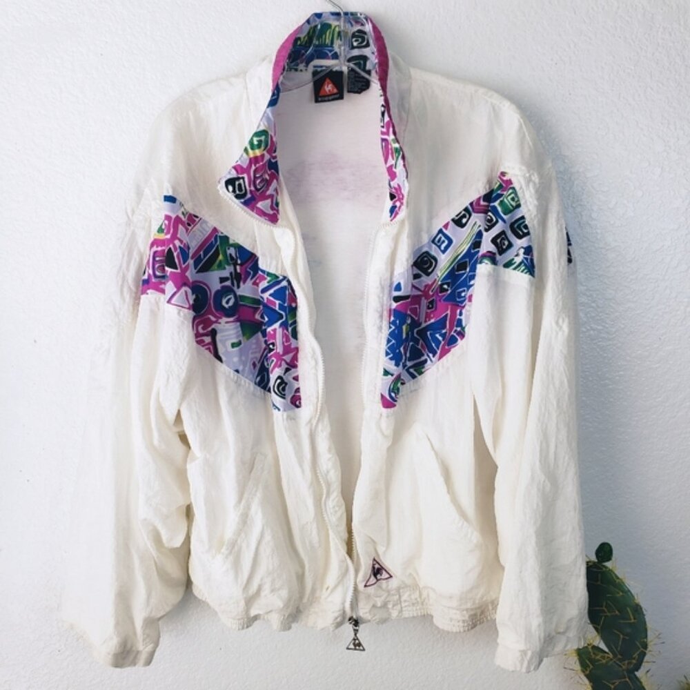 Vintage Le Coq Sportif 80s 90s Embroidered Full Zip Track Jacket size L Retro